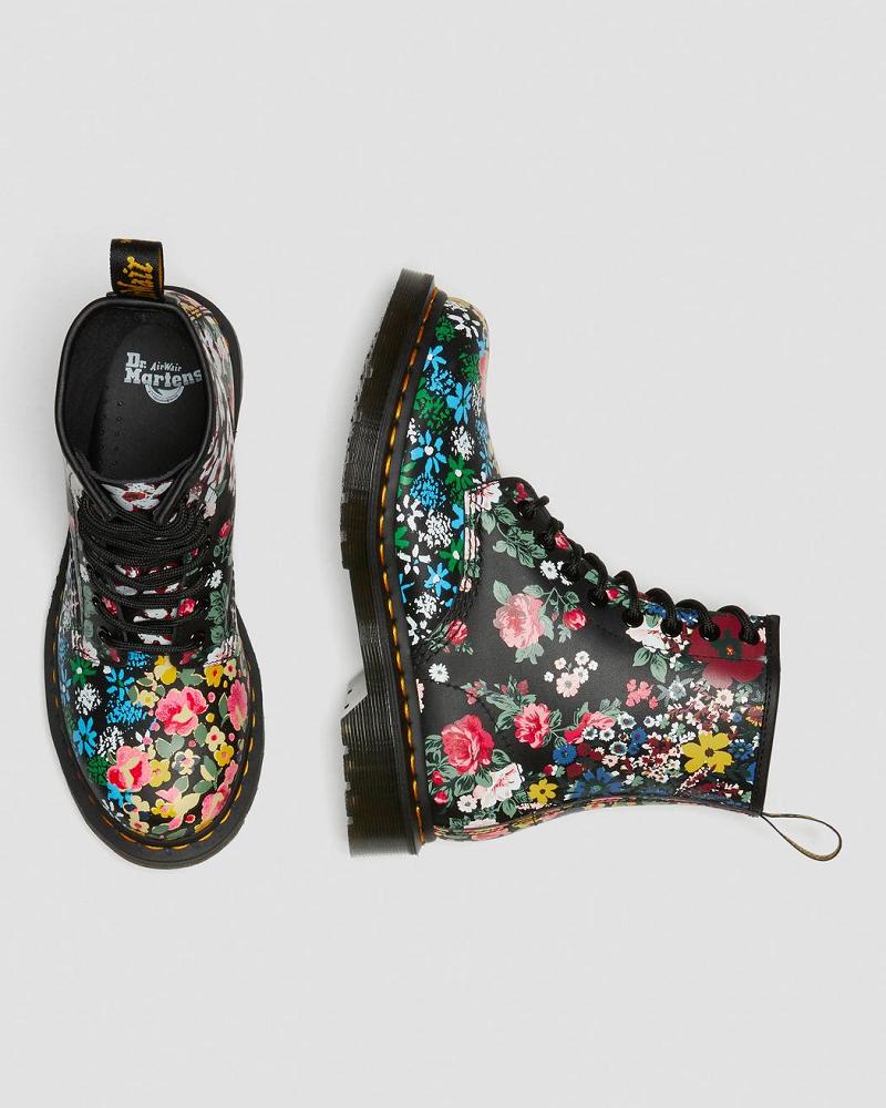 Women's Dr Martens 1460 Pascal Floral Mash Up Leather Lace Up Boots White | AU 186OKI